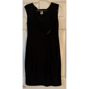 Anne Klein Womens Black Sleeveless Ruched Shift Dress Size 10